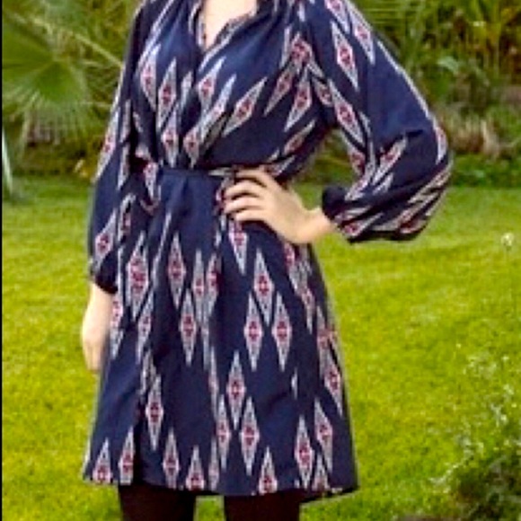 Tucker Navy & Crimson Ikat Shirtdress - Picture 1 of 5